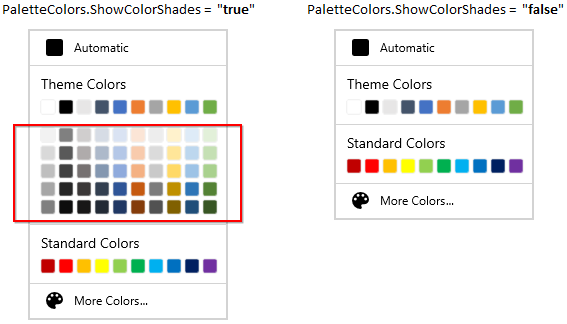 ColorPalette hides the theme color variants