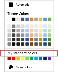 Header text of standard color palette is changed