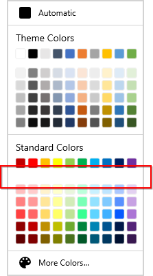WinUI Color Palette displays Spacing between Base Standard Color and its Variants