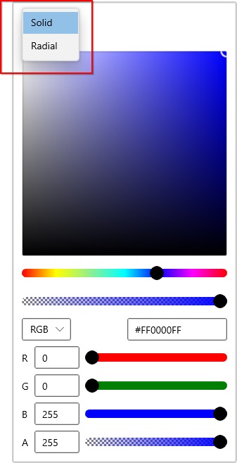 Allow only the solid and radial gradient brush mode