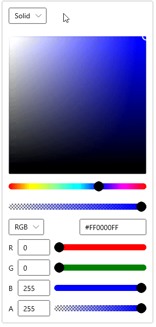 Switch between Solid, Linear and Gradient Color in WinUI Color Picker