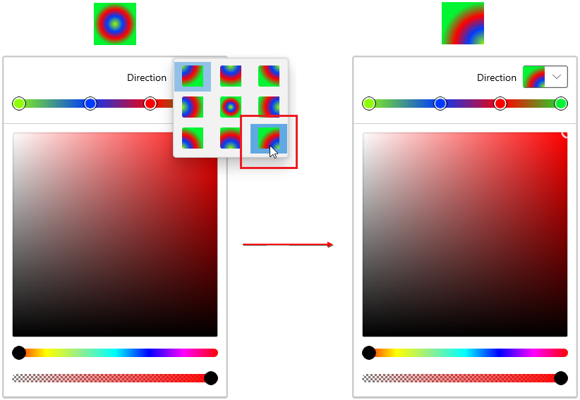 Changing Angle of Selected Radial Gradient Color in WinUI Color Picker