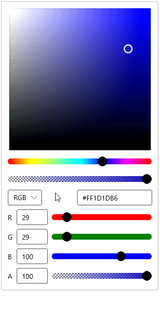 Different solid color models in ColorPicker