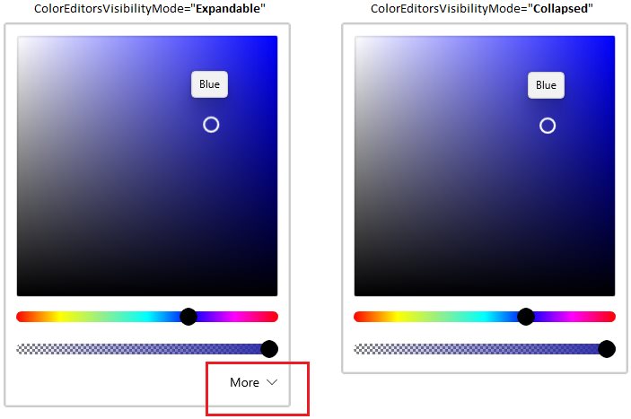Expand or Collapse Color Editors Visibility in WinUI Color Picker