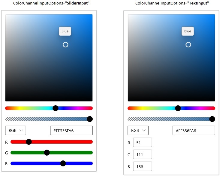WinUI Color Picker displays Solid Color Input Options
