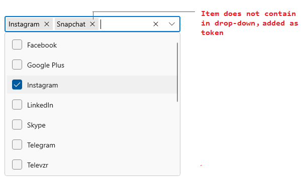 WinUI ComboBox invalid input submission in token mode
