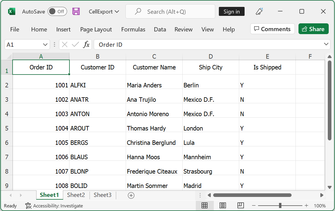 Customizing Cell Values while Exporting to Excel in WinUI DataGrid