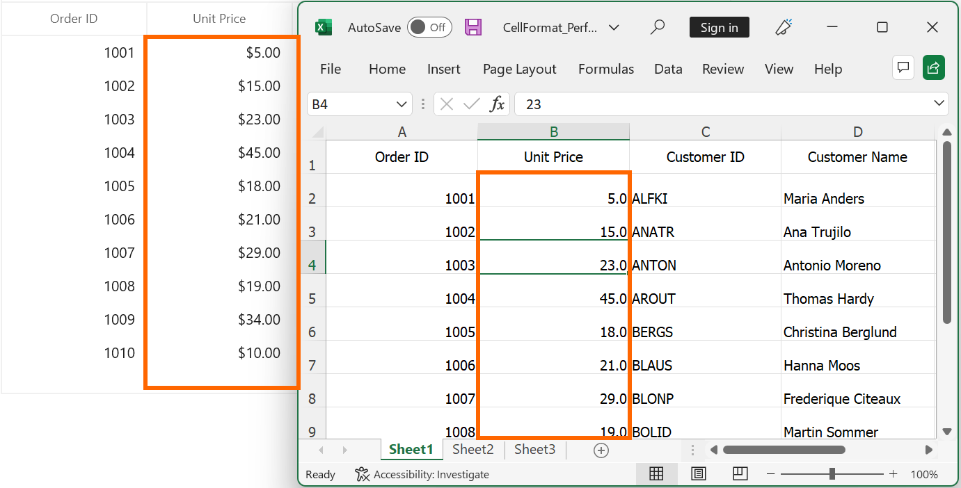 Formatting the Column while Exporting to Excel in WinUI DataGrid