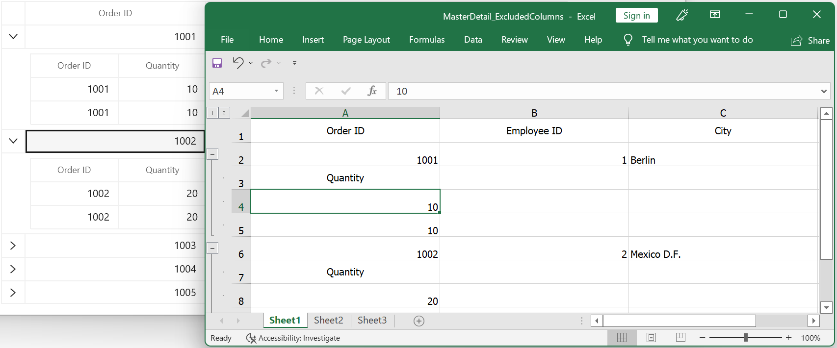Excluding Columns in DetailsViewDataGrid while Exporting to Excel in WinUI DataGrid
