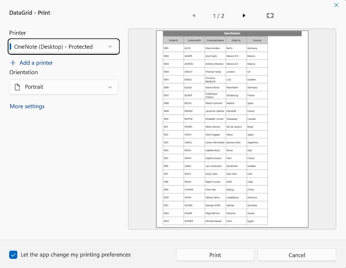 Customized Header Height in WinUI DataGrid Printing