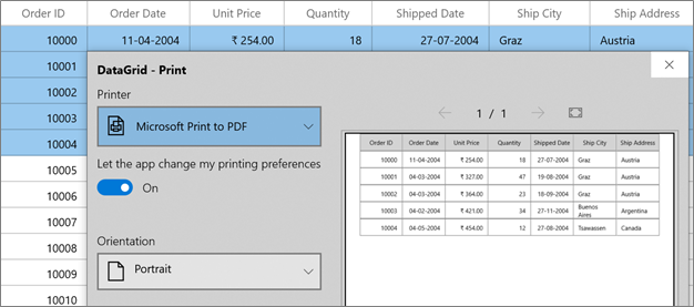 Printing Selected Rows in WinUI DataGrid