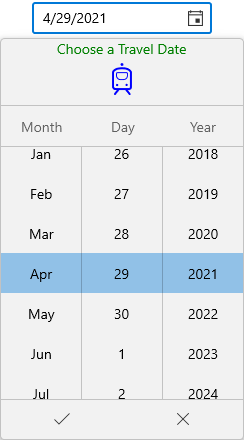 DatePicker with customized drop down date spinner header