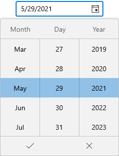 Number of dates to be shown in the dropdown is changed