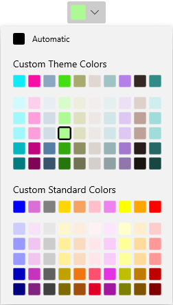 Color palette embedded inside the dropdown color palette