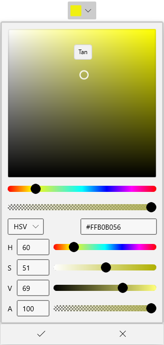 Displaying the DropDown ColorPicker control