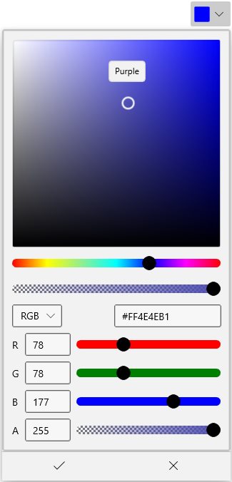 Dropdown ColorPicker placement changed as BottomEdgeAlignedRight