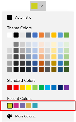 Dropdown Color Palette with recently used color items