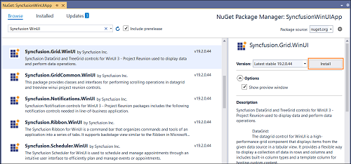 WinUI NuGet Packages Install