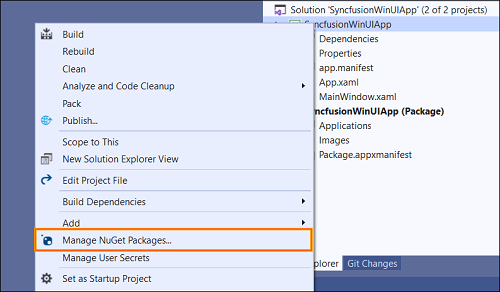 Manage NuGet Packages add-in