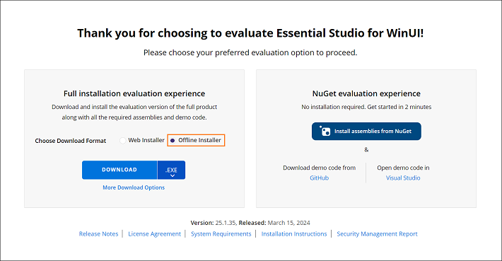 Trial and downloads of Syncfusion Essential Studio