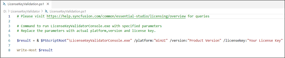 LicenseKeyValidation script