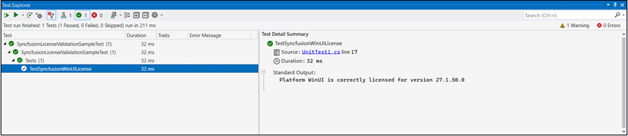 License Validation Success Message