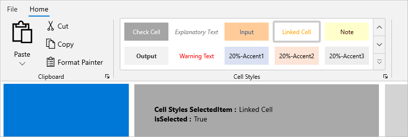 Indicating selection of gallery item