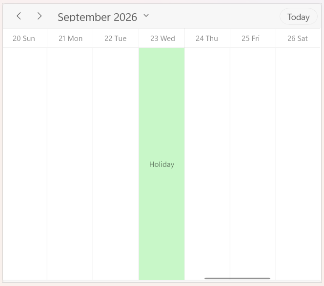 Special time region in TimelineMonth of WinUI Scheduler