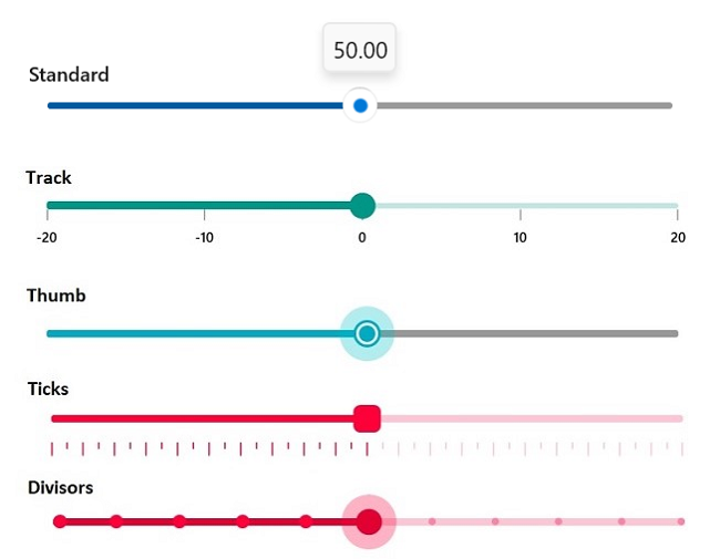 Overview WinUI slider