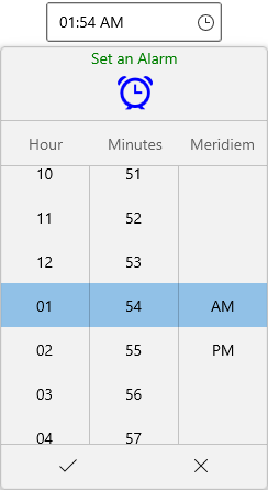 Time Picker with customized drop down time spinner header