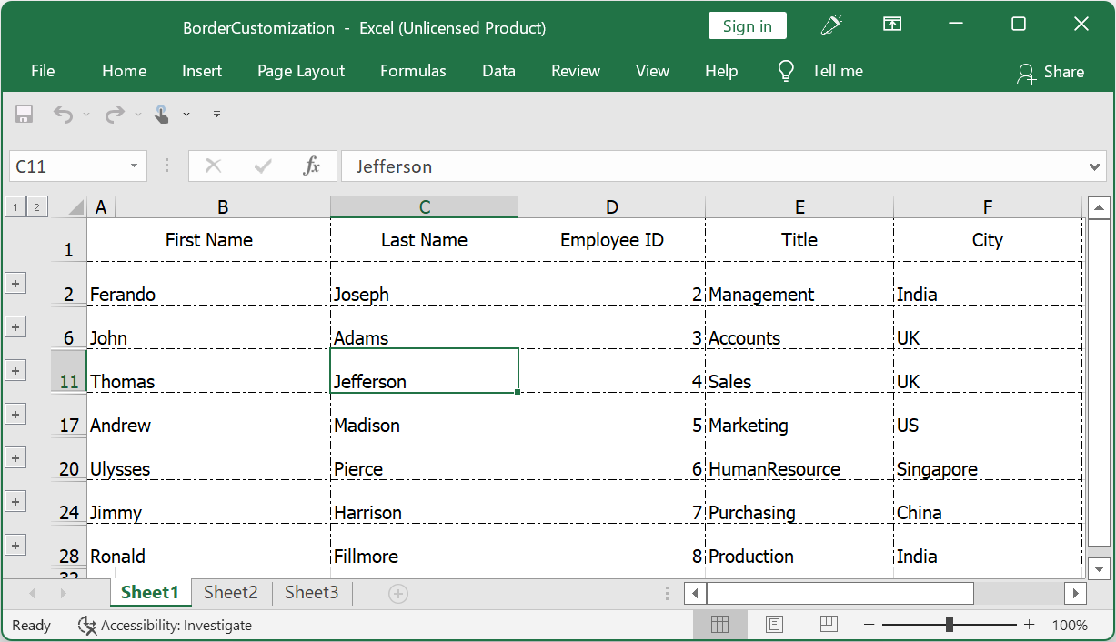Changing Border Style in Exported Excel for WinUI TreeGrid