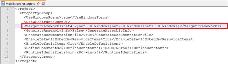 WPF TargetFrameworks