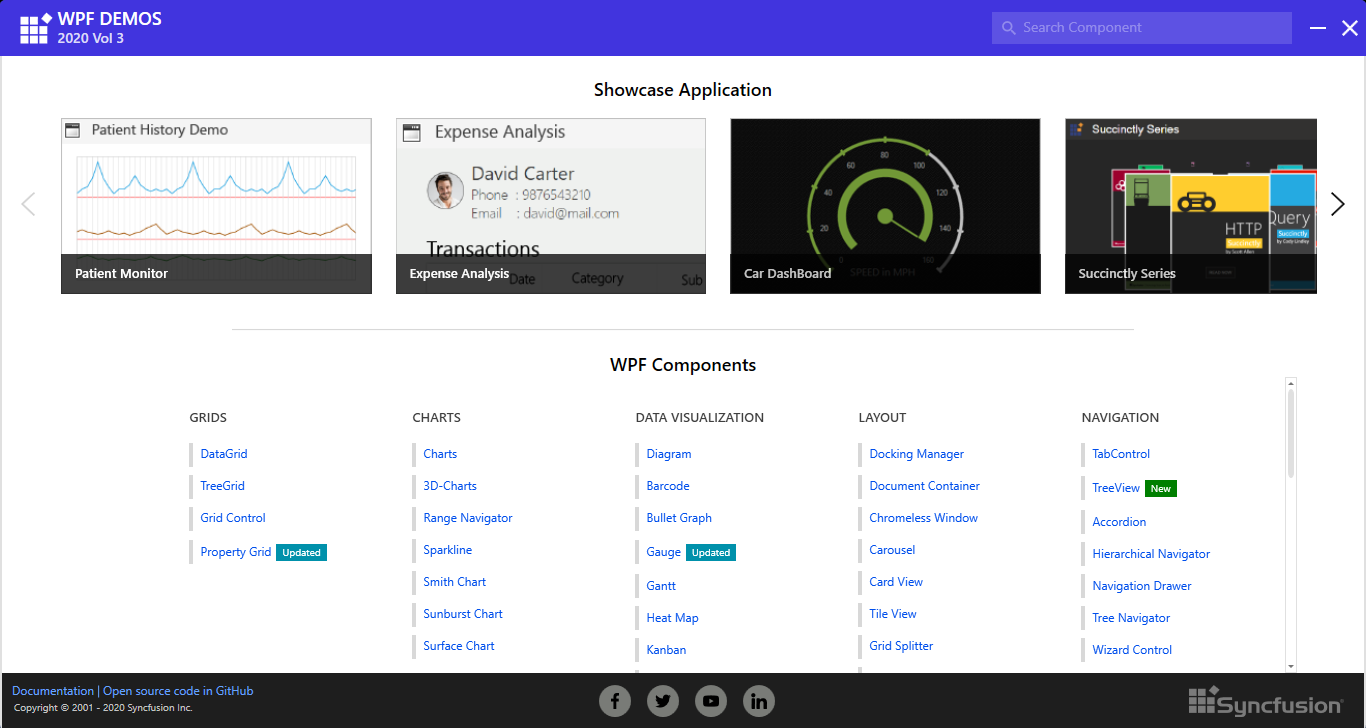 Syncfusion WPF Sample Browser