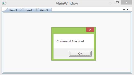 Show the message box for command execution
