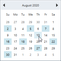 CalendarEdit control displaying specifically selected multiple dates