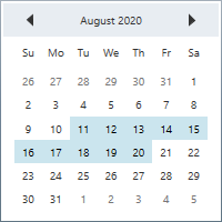 CalendarEdit control displaying multiple selected dates