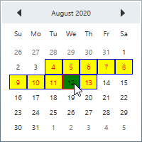Selected date background and foreground changed in CalendarEdit