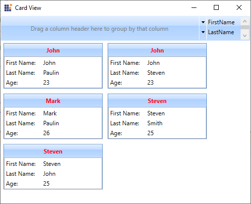 wpf card view items with customized header