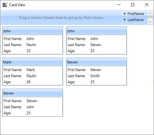 wpf card view items added into CardView control using data binding