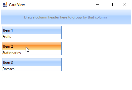 wpf card view items selected using mouse click