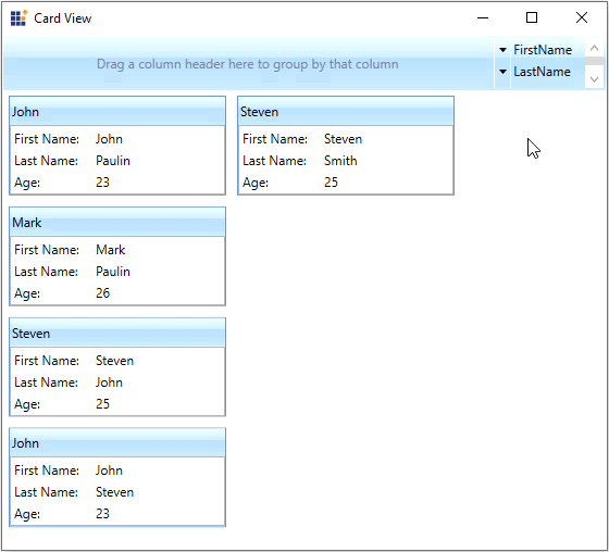 wpf card view items grouped with nested level