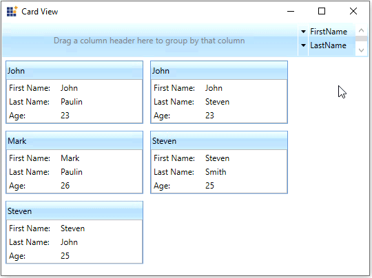 wpf card view items sorted in ascending and descending order