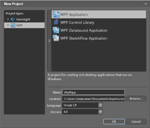 Creating New WPF Application in Expression Blend