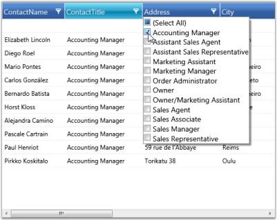 Filter the ContactTitle column in WPF GridDataControl