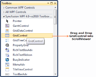 Drag the GridControl from toolbox