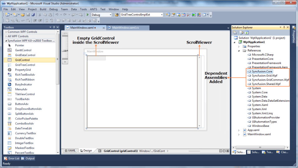 WPF GridControl added to the designer