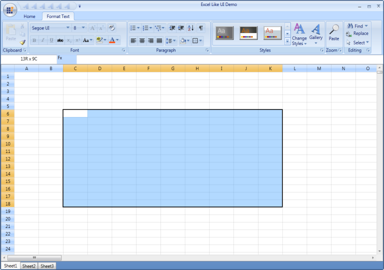 Overview of GridTree UI like a excel