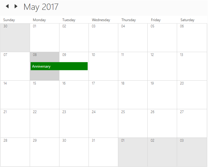 WPF Scheduler spanned appointment