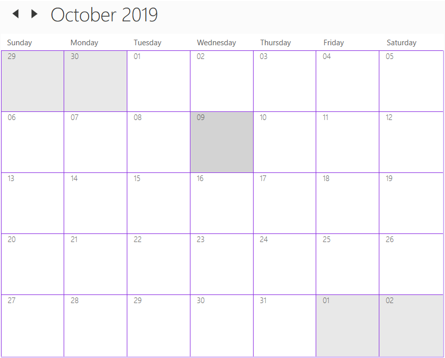 WPF Scheduler month view border color changes