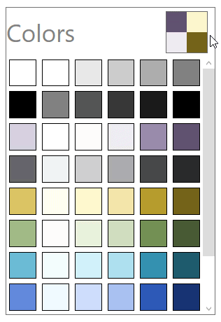 Navigate and changes the color swatches in ColorPalette